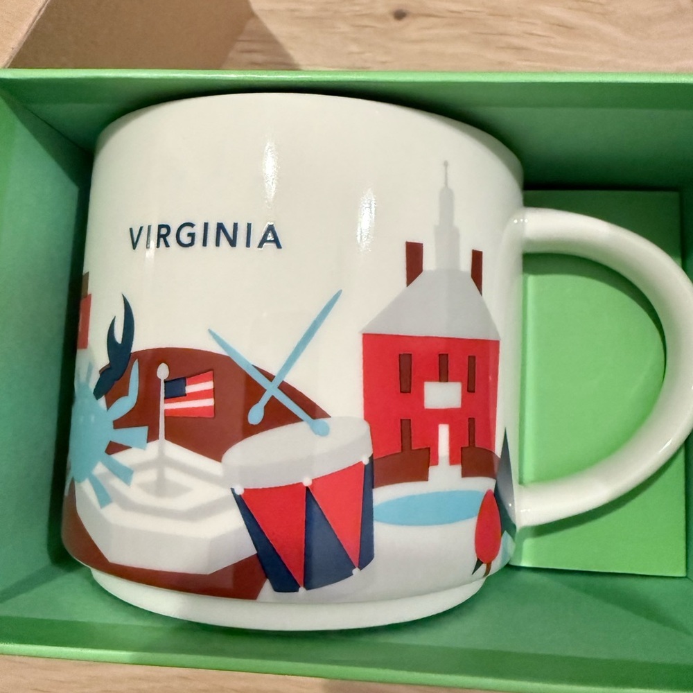 Starbucks Virginia Mug with Red and Blue Design